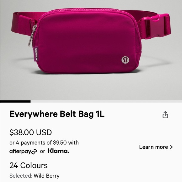 NWT Lululemon Belt Bag 1L Wild Berry - Picture 2 of 2